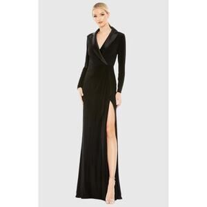 Ieena For Mac Duggal Long Sleeve Faux Tuxedo Gown Black Size 8 NWT #26731